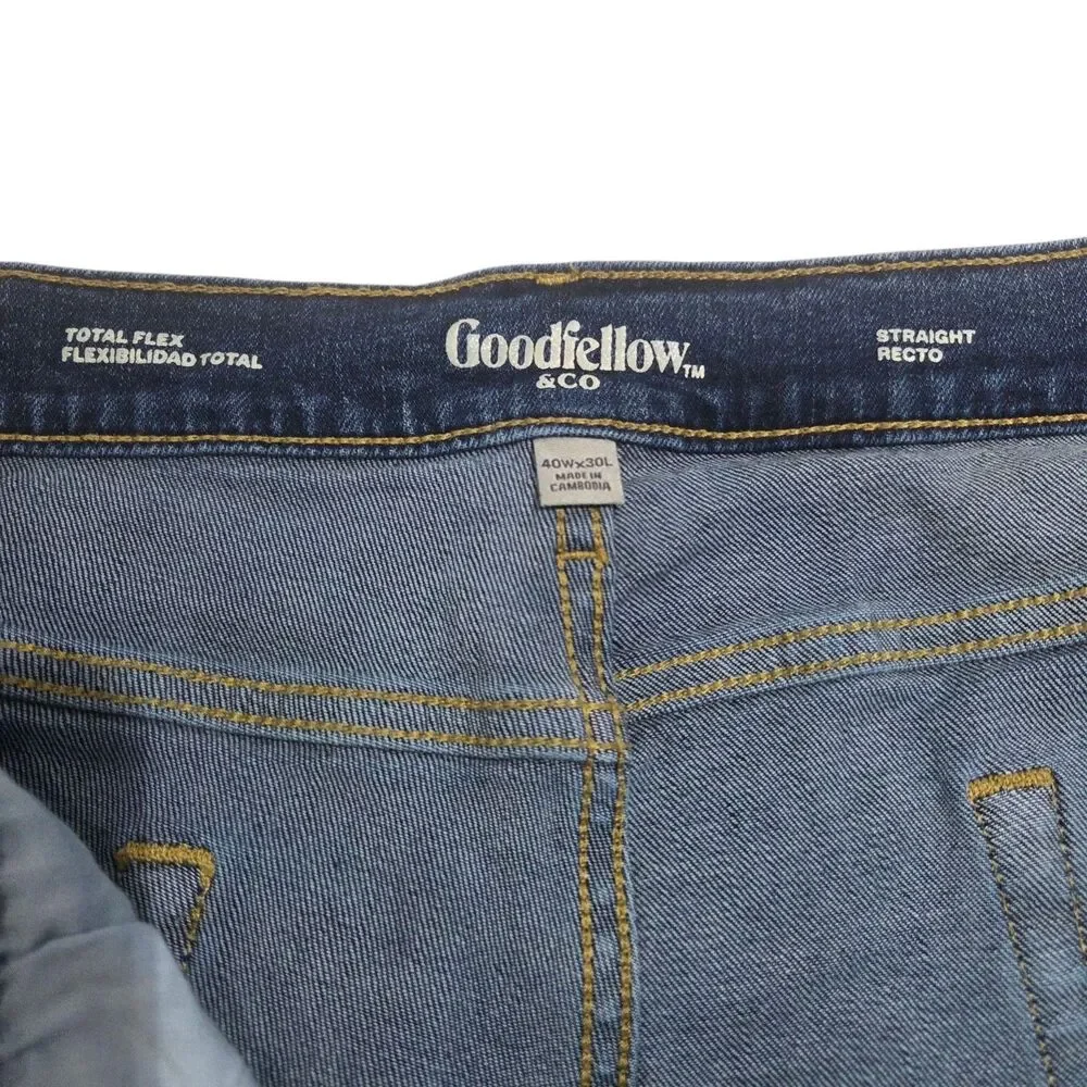 Goodfellow Mens Denim Blue‎ Jeans 40Wx30L Straight Leg Total Flex